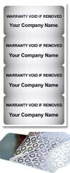 Silver VOID Tamper evident labels  40x20mm 