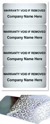 Silver VOID Tamper evident labels 50x25mm