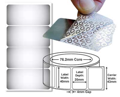 Silver Labels on Silver Void Tamper Evident Labels 40x20mm Label Power Australia