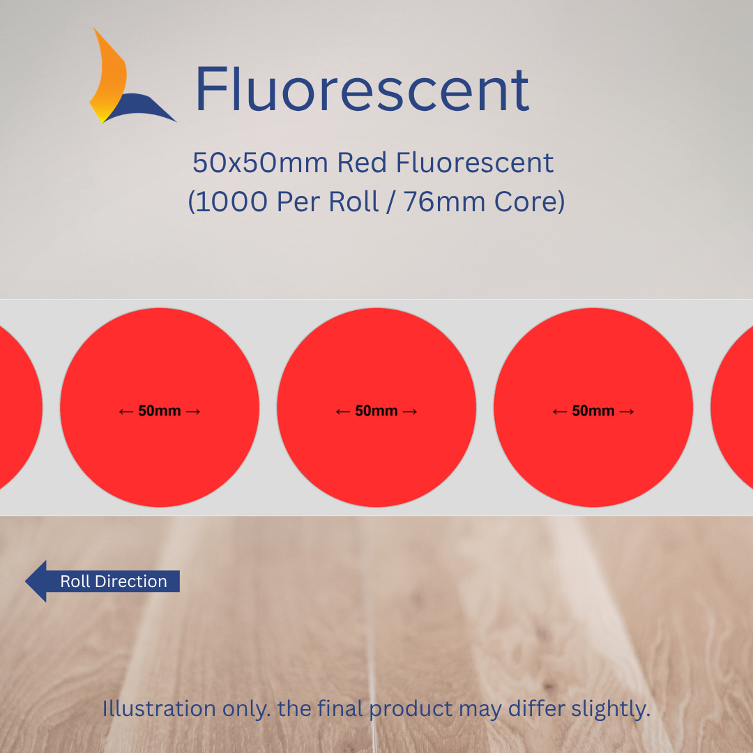 50mm x 50mm Fluorescent Square & Circle Labels