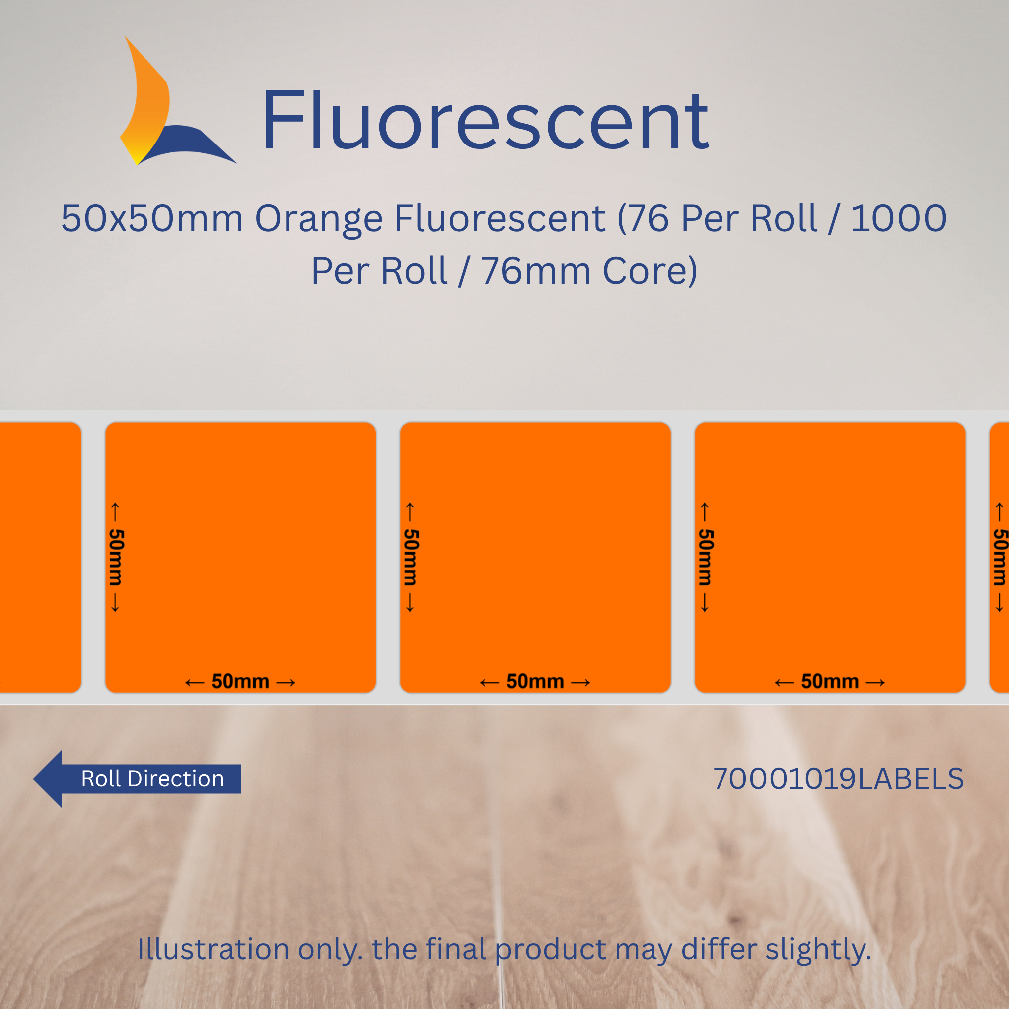 50mm x 50mm Fluorescent Labels