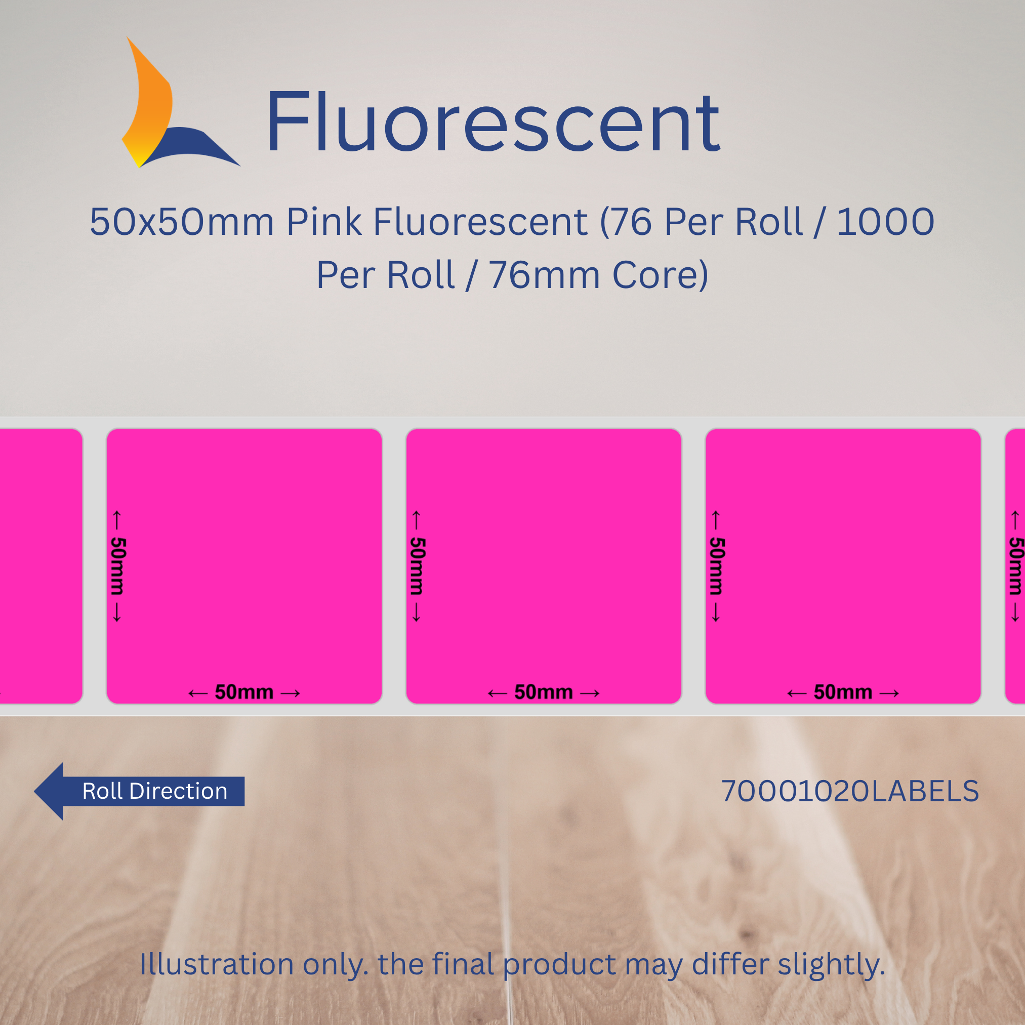 50mm x 50mm Fluorescent Labels