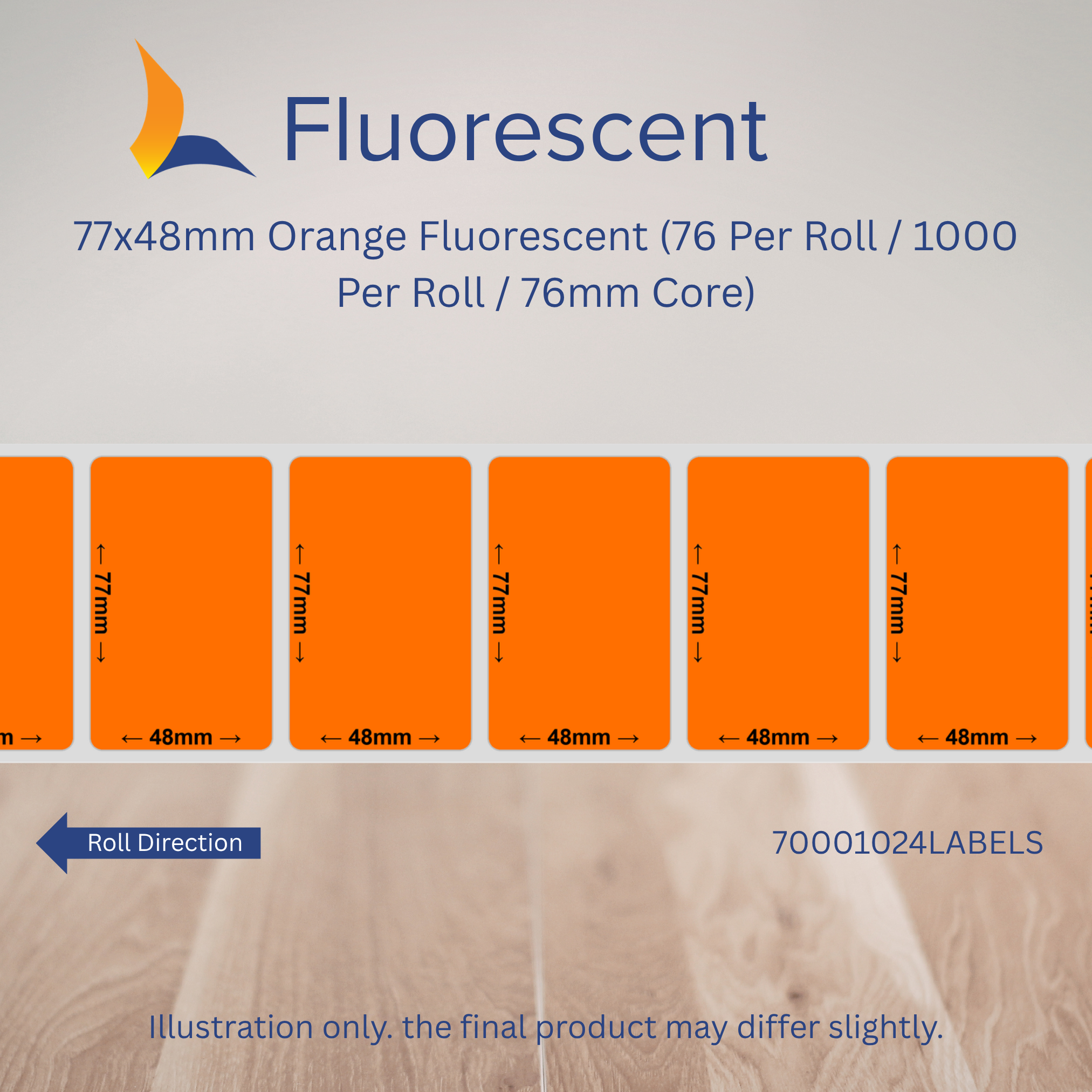 77mm x 48mm Fluorescent Labels