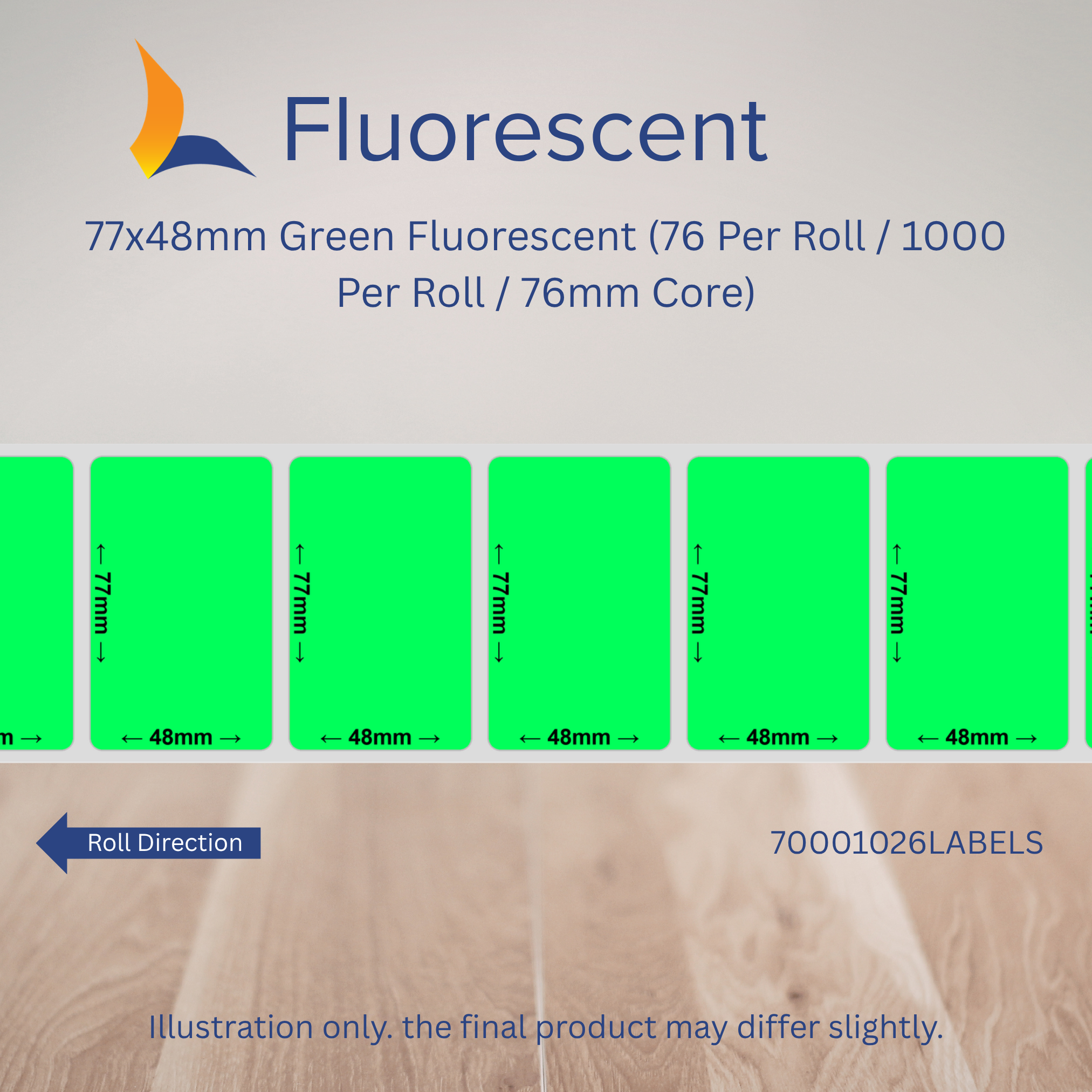 77mm x 48mm Fluorescent Labels