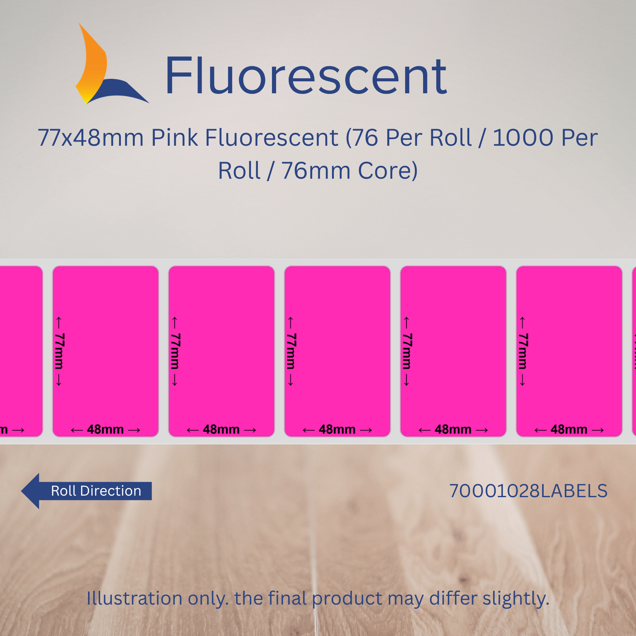 77mm x 48mm Fluorescent Labels
