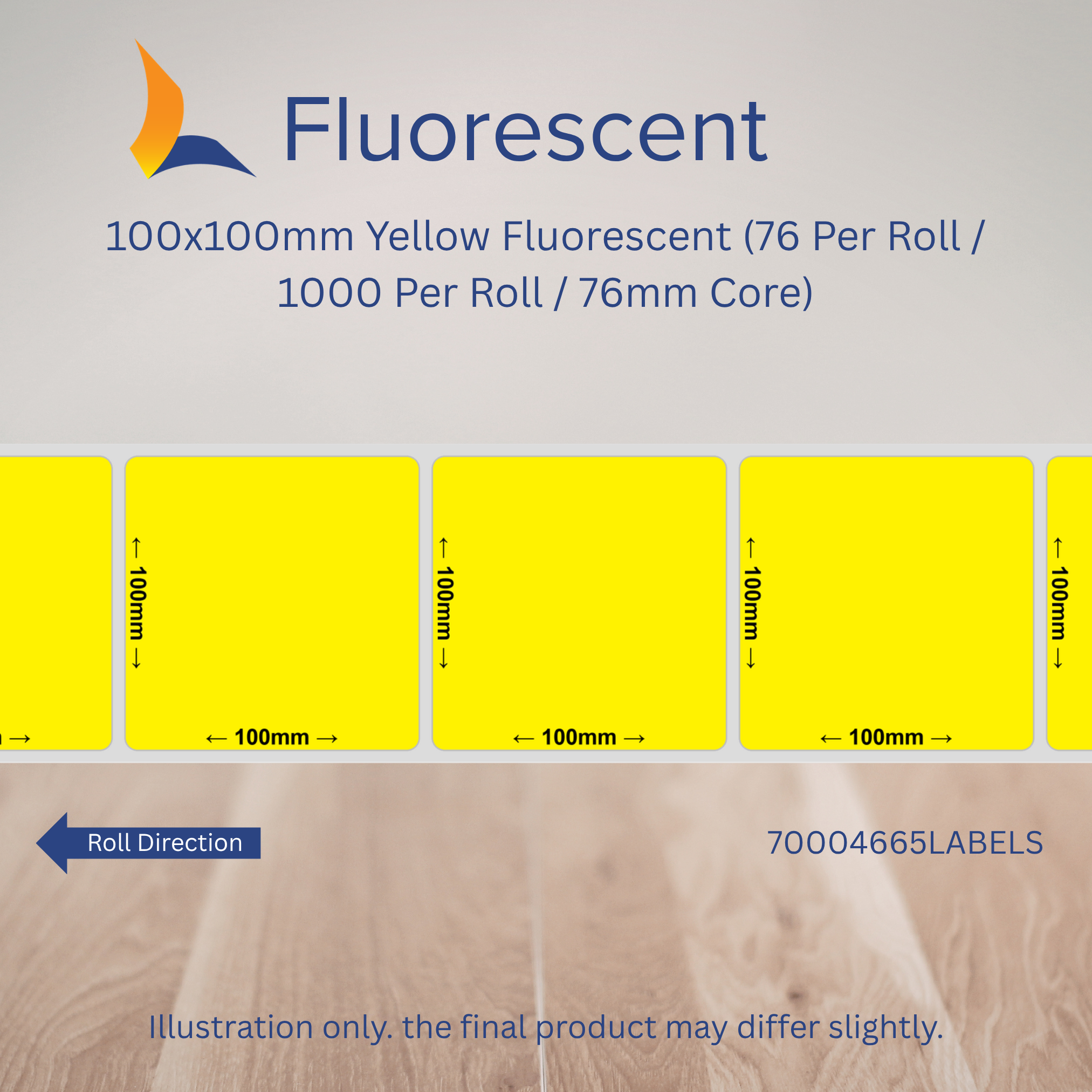 100mm x 100mm Fluorescent Labels