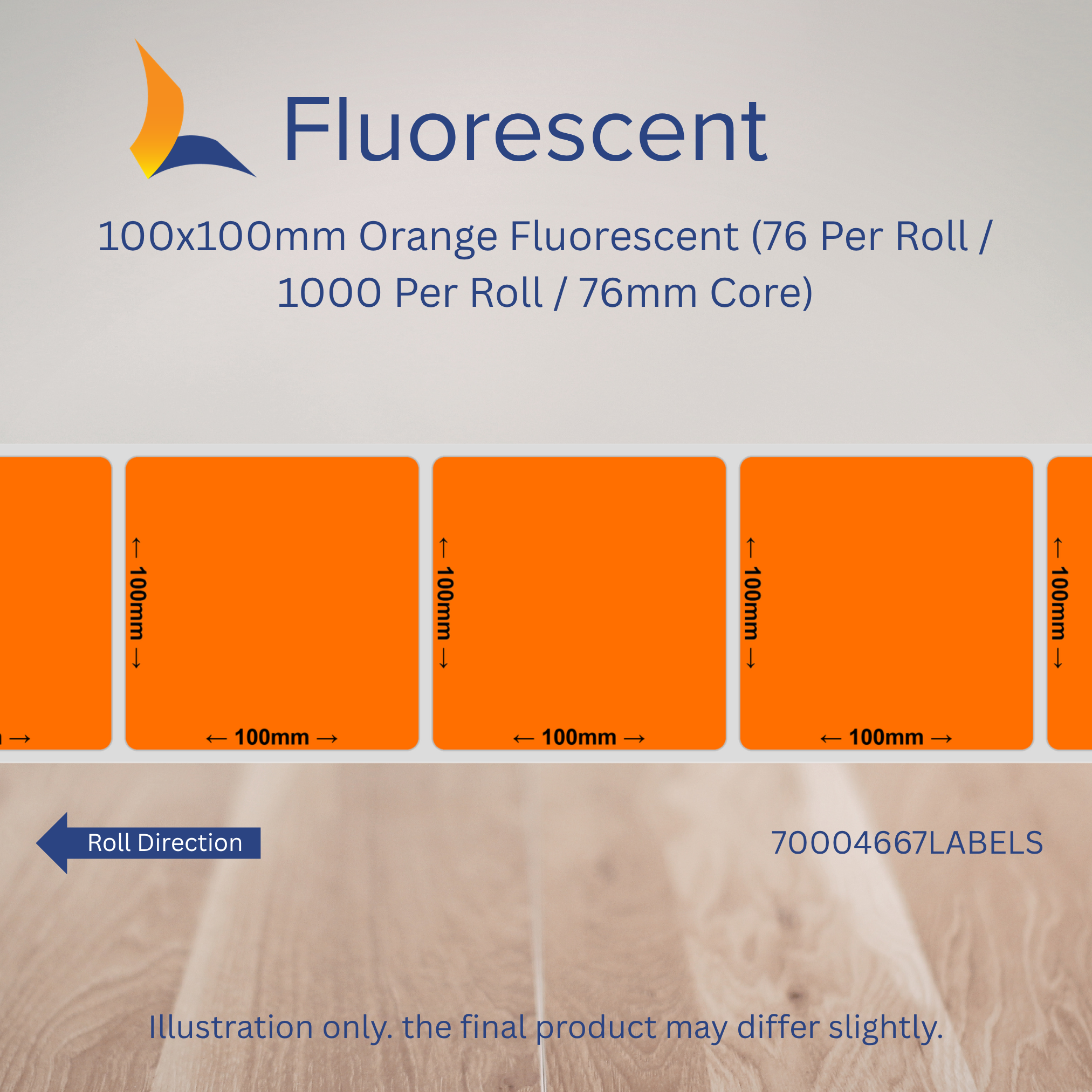 100mm x 100mm Fluorescent Labels