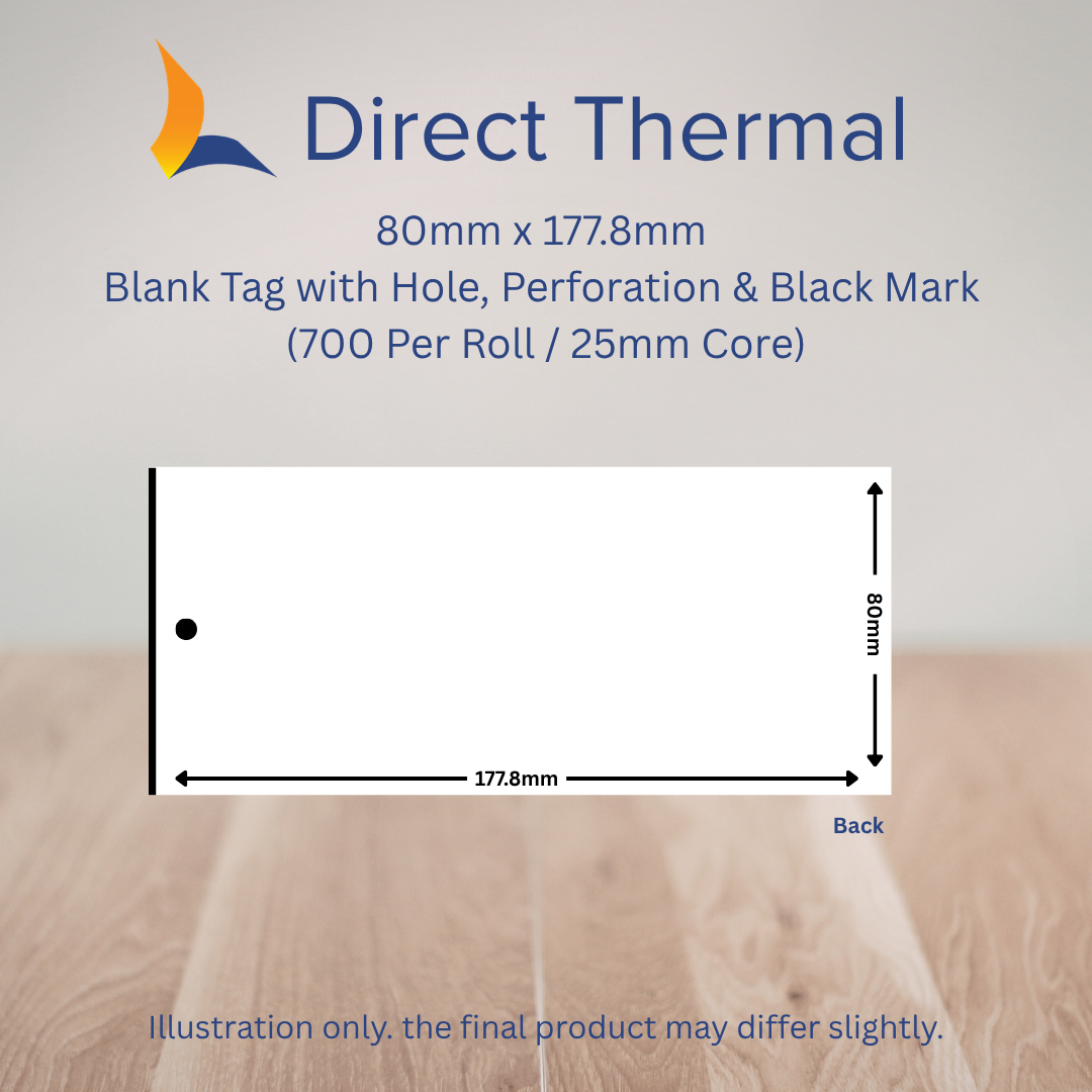 80mm x 177.8mm Direct Thermal Tags
