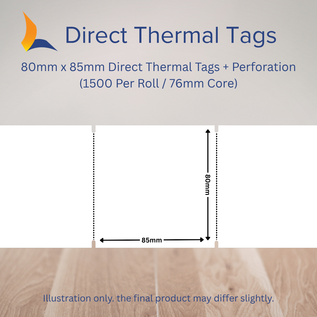80mm x 85mm Direct Thermal Tags