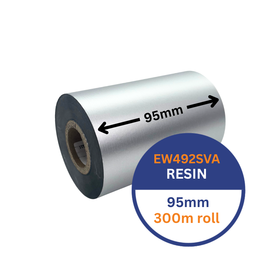 95mmx300M Thermal Resin Ribbon EW492SVA - Silver Matt