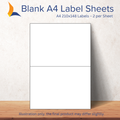 A4 210x148 Labels – 2 per Sheet