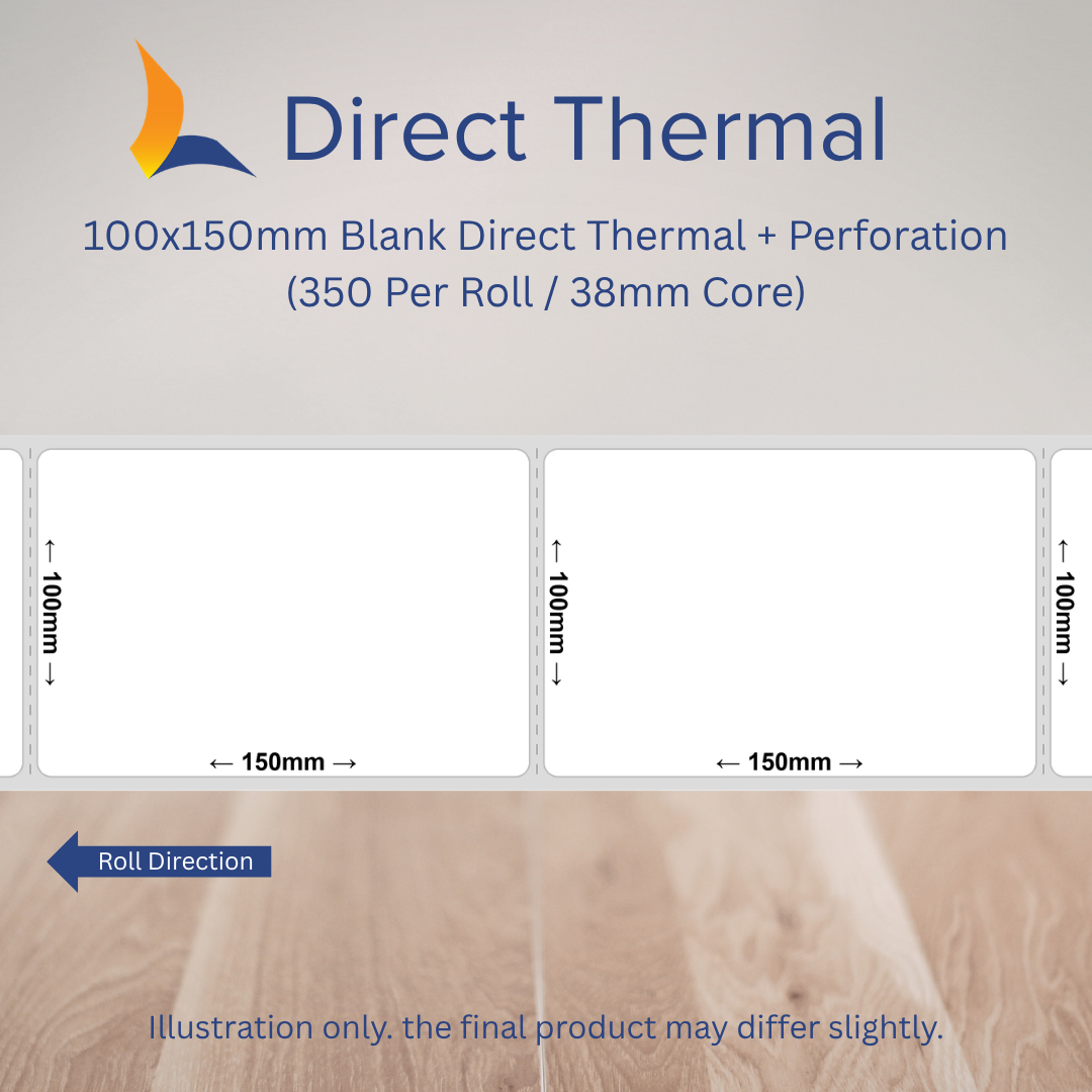 100mm x 150mm Direct Thermal Labels (Multiple Colours)