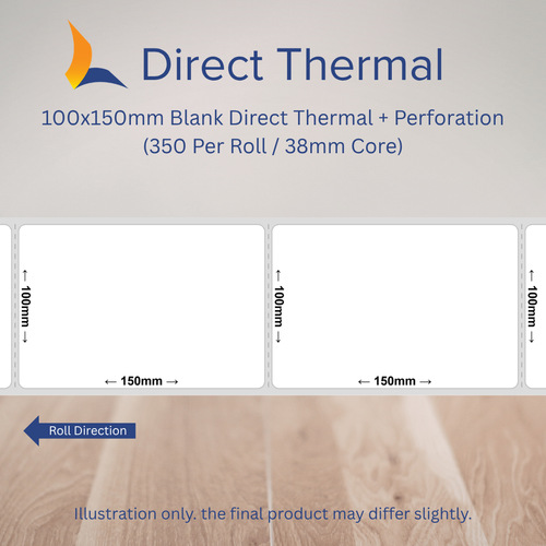100mm x 150mm Direct Thermal Labels (Multiple Colours)