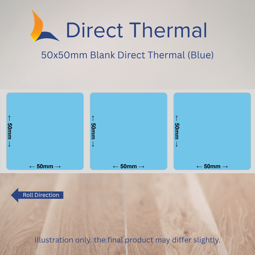 50x50mm Blank Direct Thermal Labels – Multiple Colours