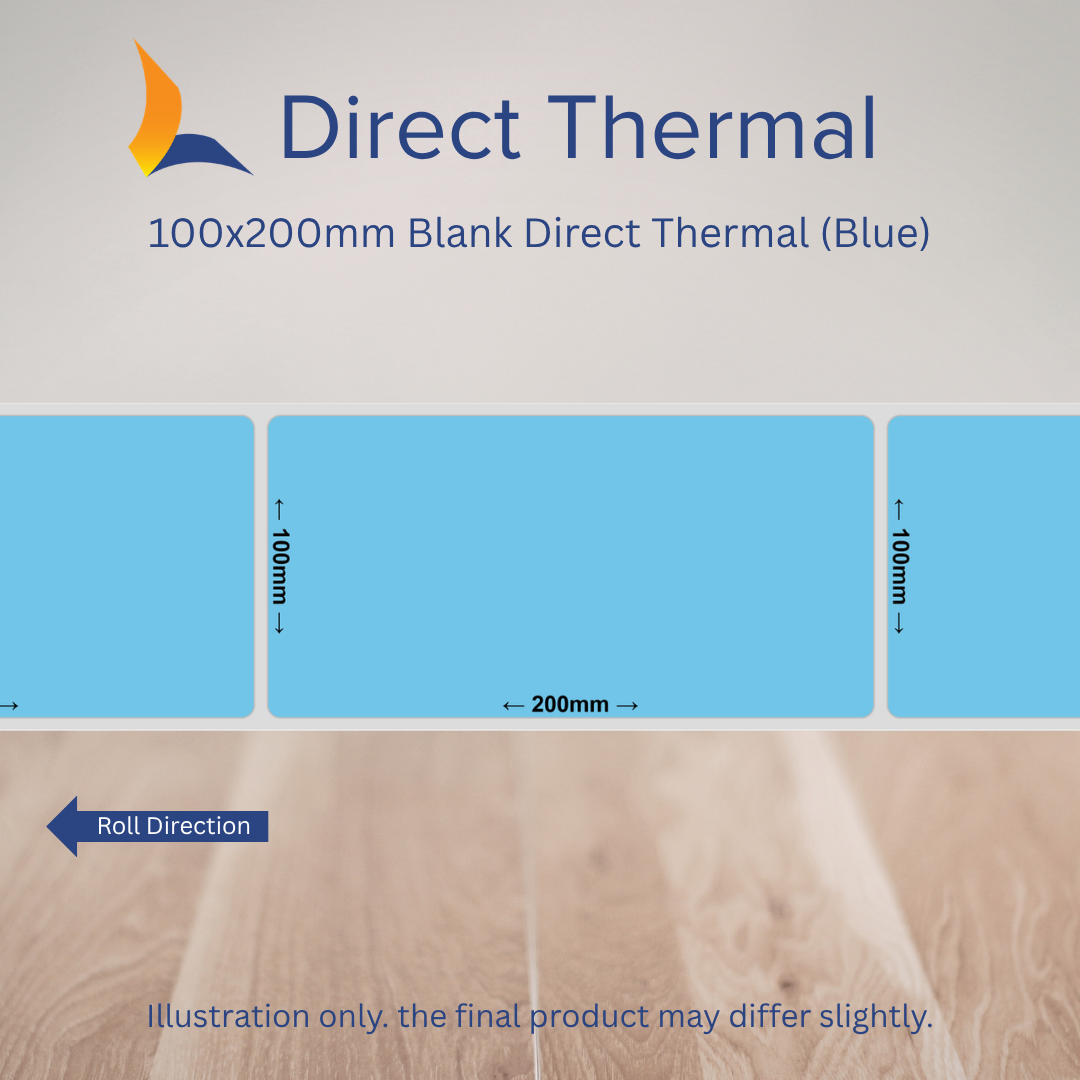 100x200mm Blank Direct Thermal Labels – Multiple Colours