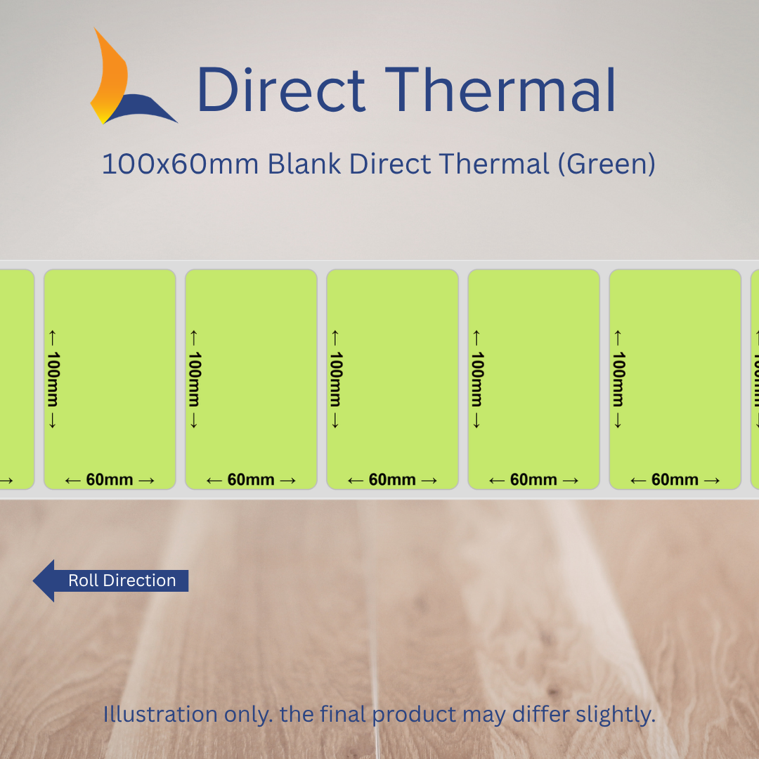 100x75mm Blank Direct Thermal Labels – Multiple Colours