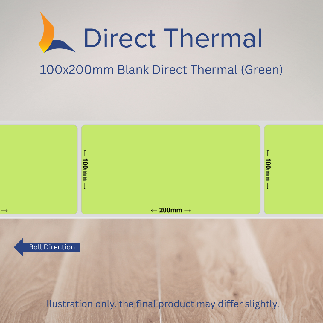 100x200mm Blank Direct Thermal Labels – Multiple Colours