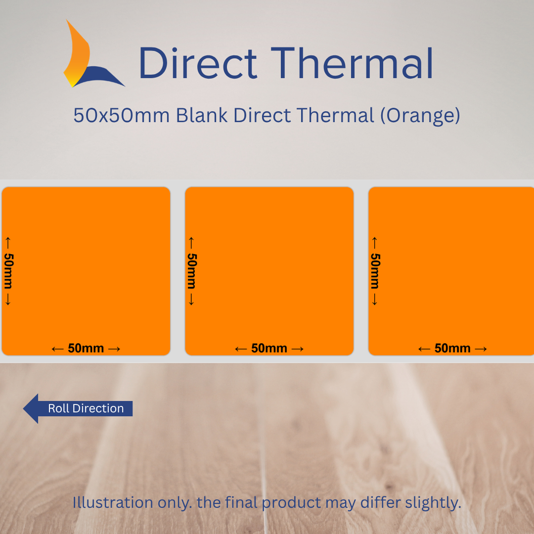 50x50mm Blank Direct Thermal Labels – Multiple Colours