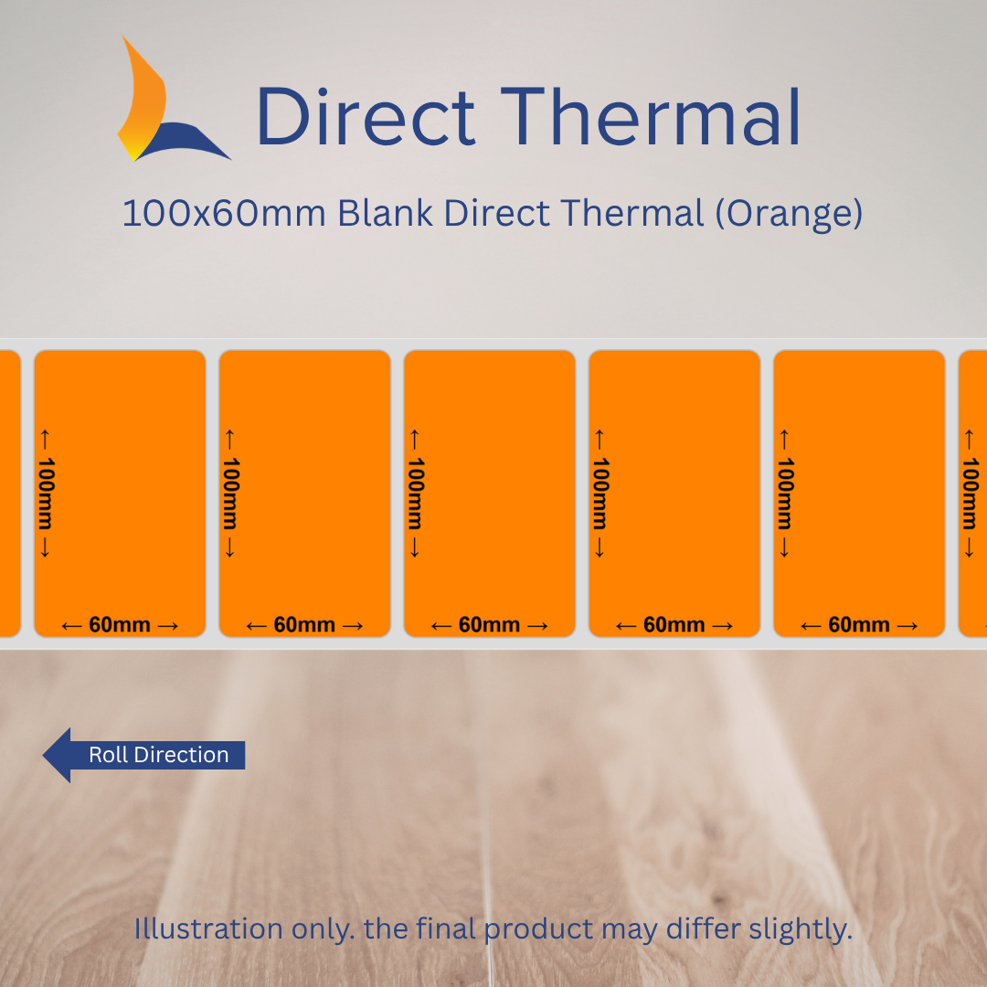 100x75mm Blank Direct Thermal Labels – Multiple Colours