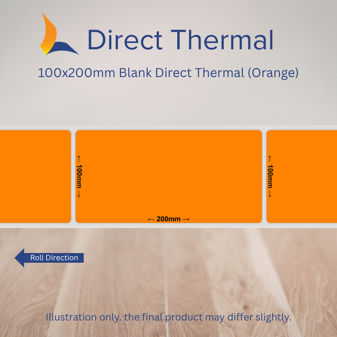 100x200mm Blank Direct Thermal Labels – Multiple Colours