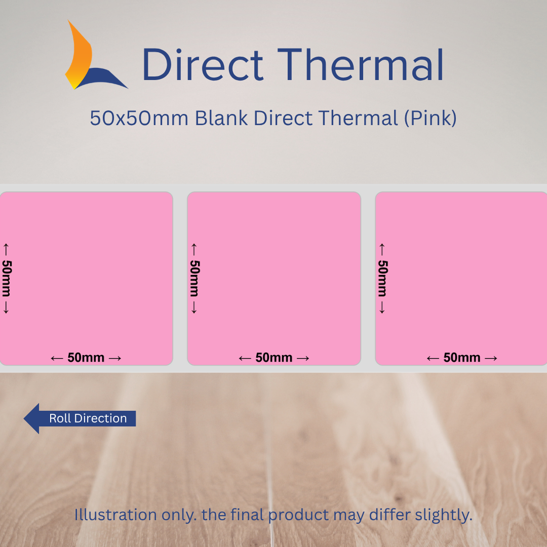 50x50mm Blank Direct Thermal Labels – Multiple Colours