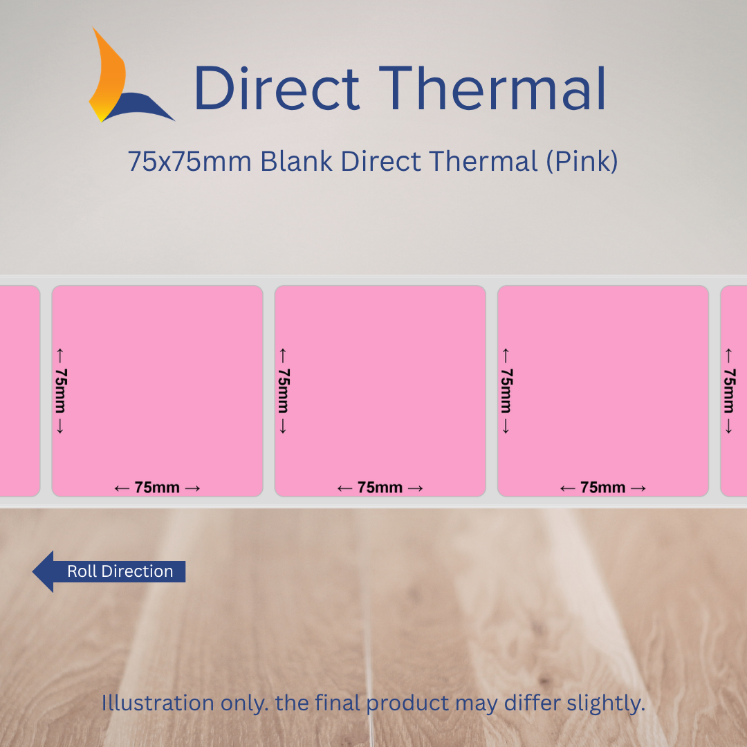 75x75mm Blank Direct Thermal Labels – Multiple Colours