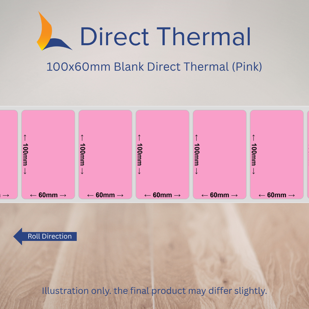 100x75mm Blank Direct Thermal Labels – Multiple Colours