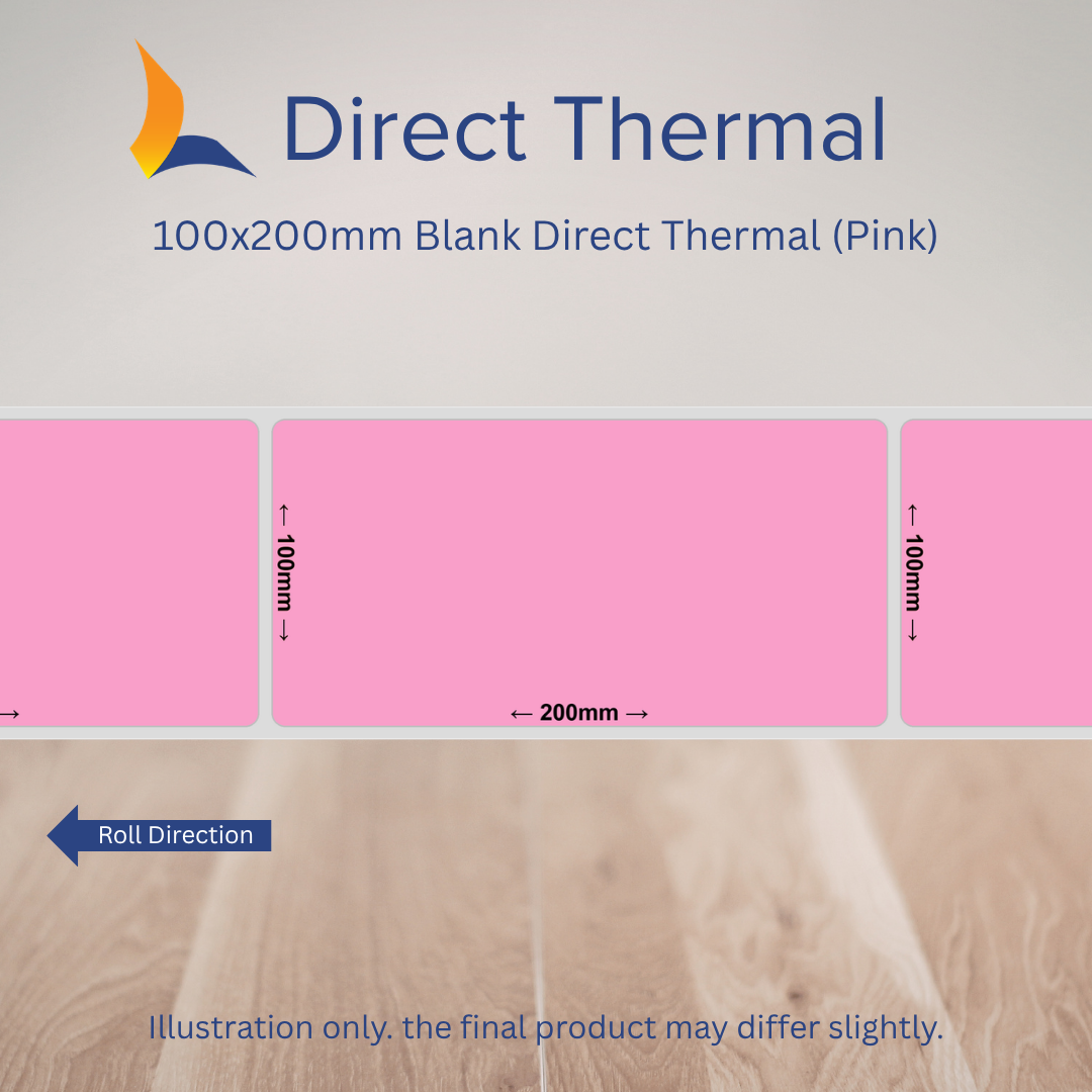 100x200mm Blank Direct Thermal Labels – Multiple Colours