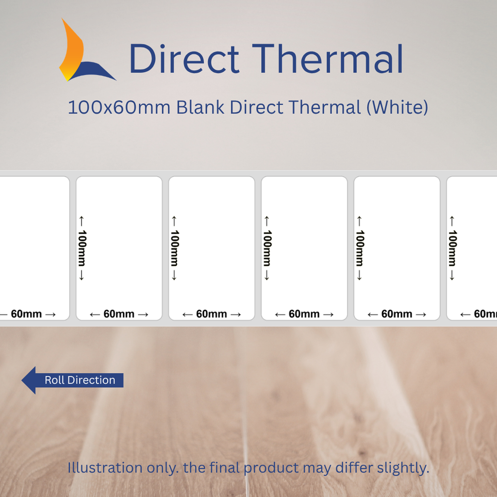 100x75mm Blank Direct Thermal Labels – Multiple Colours