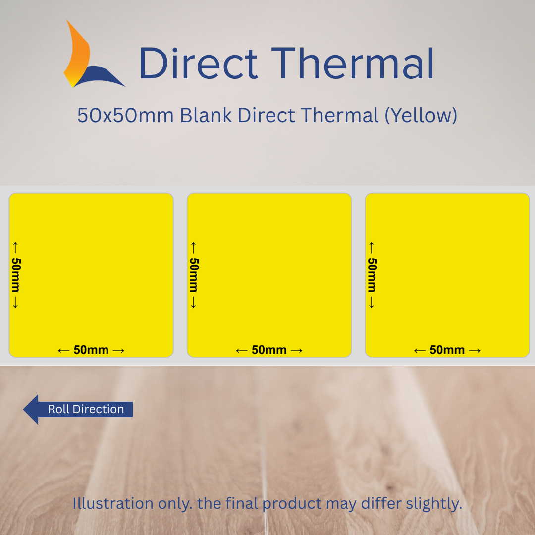 50x50mm Blank Direct Thermal Labels – Multiple Colours