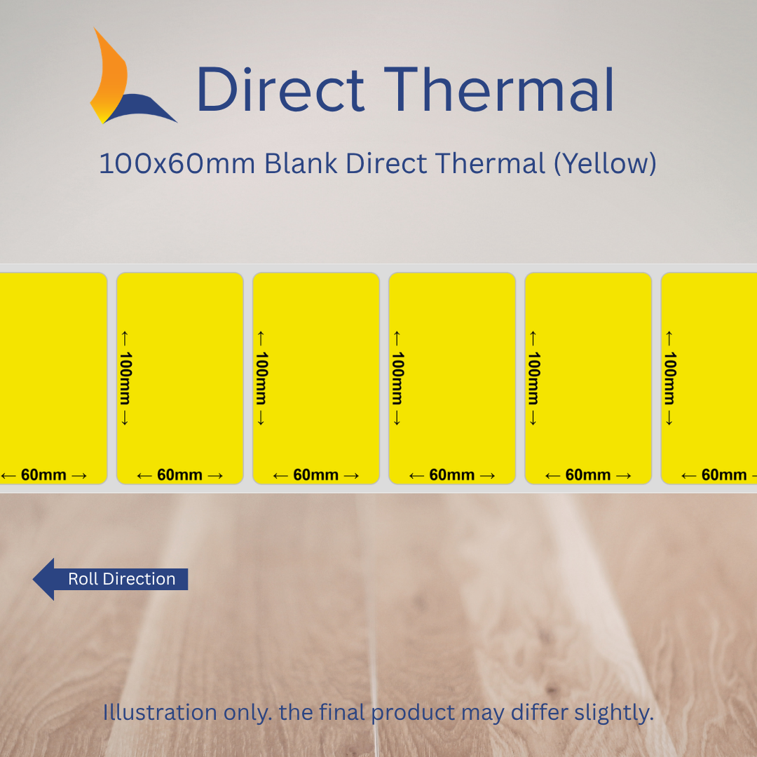 100x75mm Blank Direct Thermal Labels – Multiple Colours