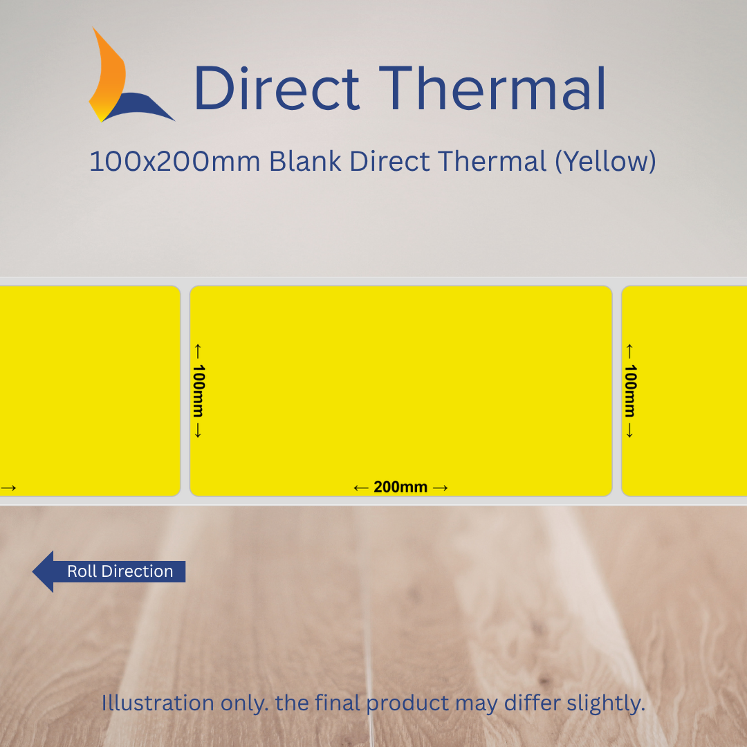 100x200mm Blank Direct Thermal Labels – Multiple Colours