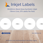 90x90mm Blank Inkjet Labels