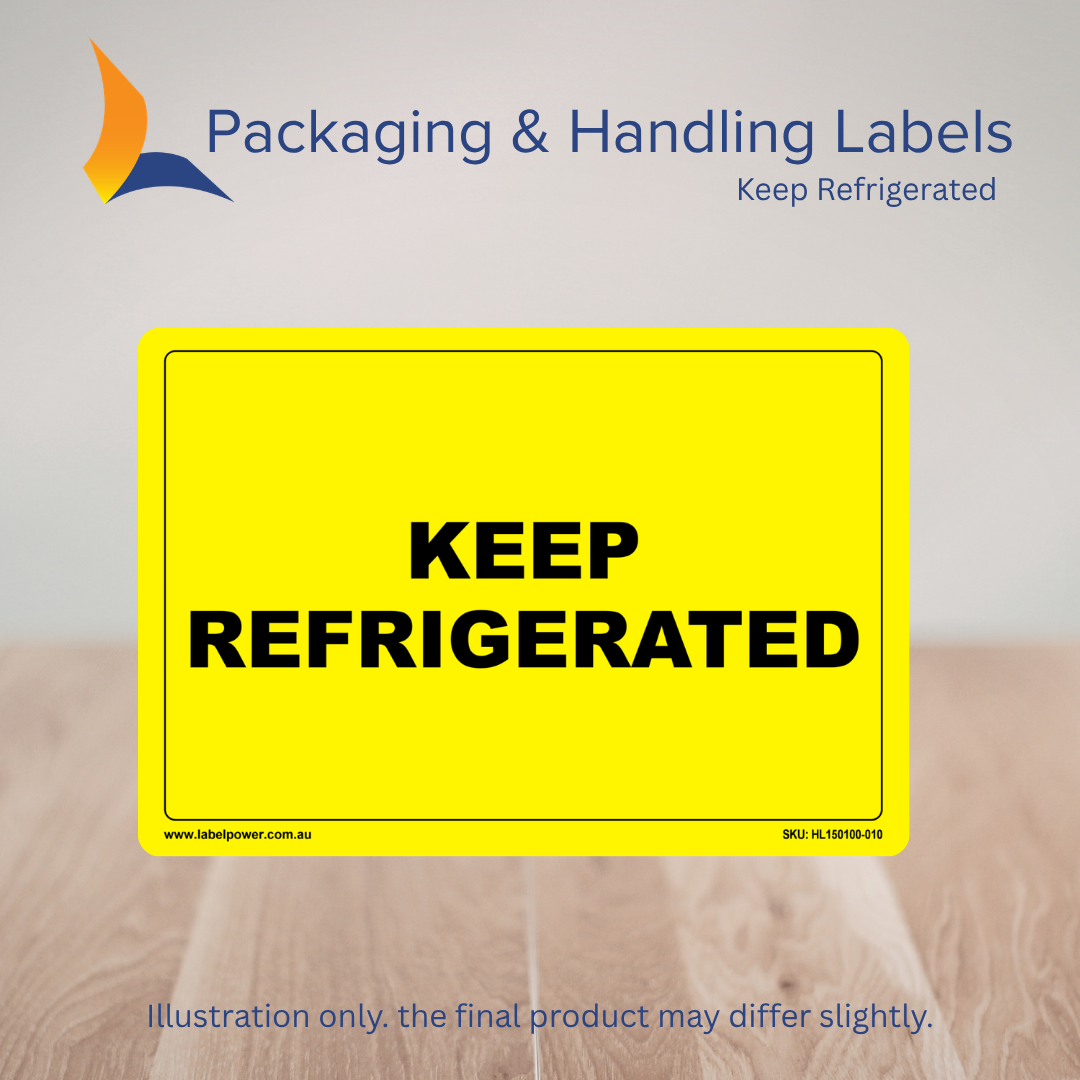 150mm x 100mm Keep Refrigerated Labels – 500 Per Roll (Multiple Colours)
