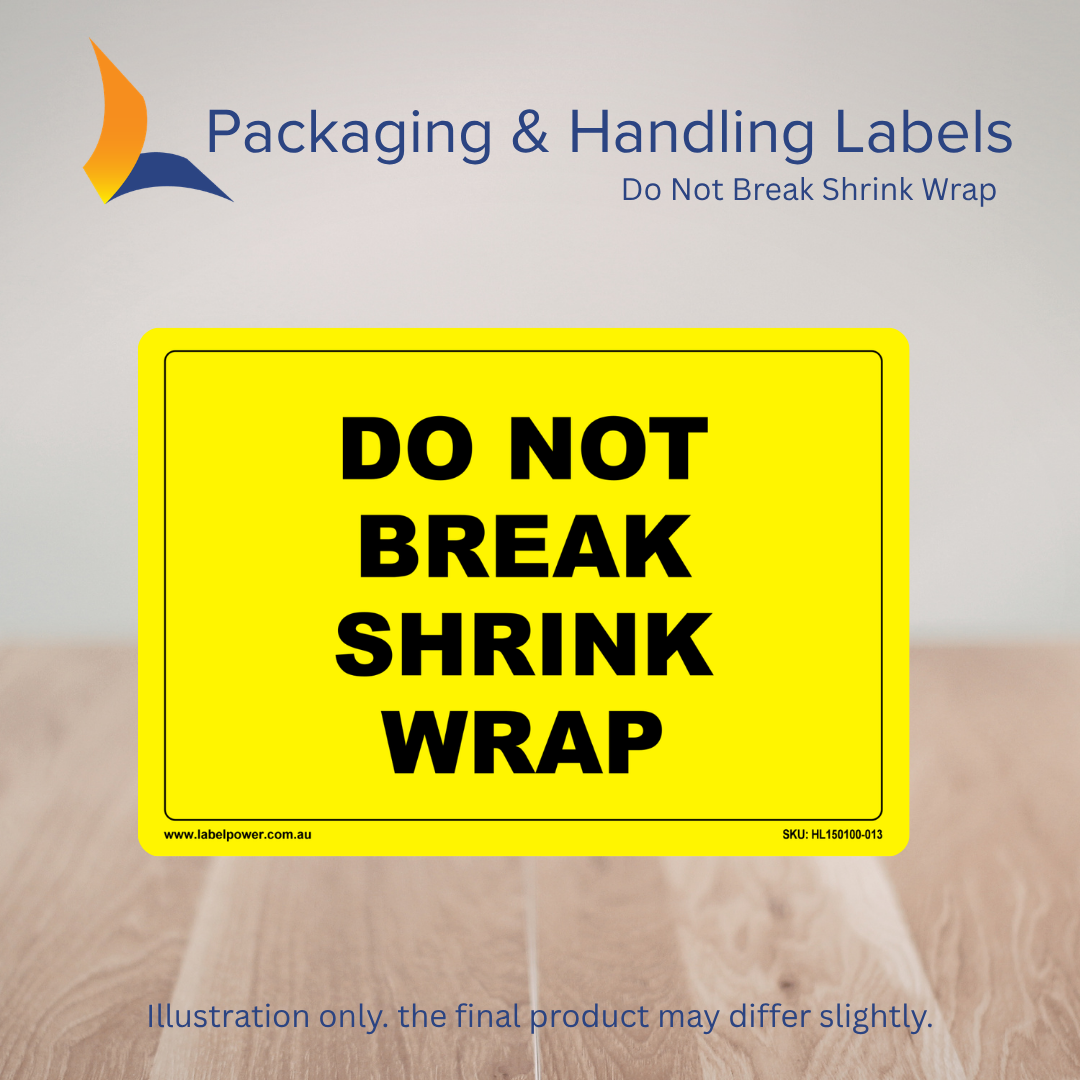 150mm x 100mm Do Not Break Shrink Wrap Labels – 500 Per Roll (Multiple Colours)