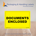 150mm x 100mm Documents Enclosed Labels – 500 Per Roll (Multiple Colours)