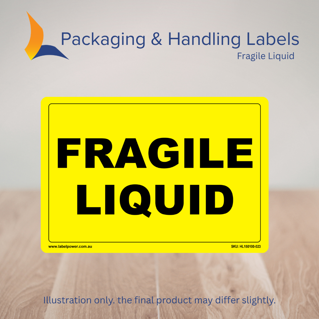 150mm x 100mm Fragile Liquid Labels – 500 Per Roll (Multiple Colours)