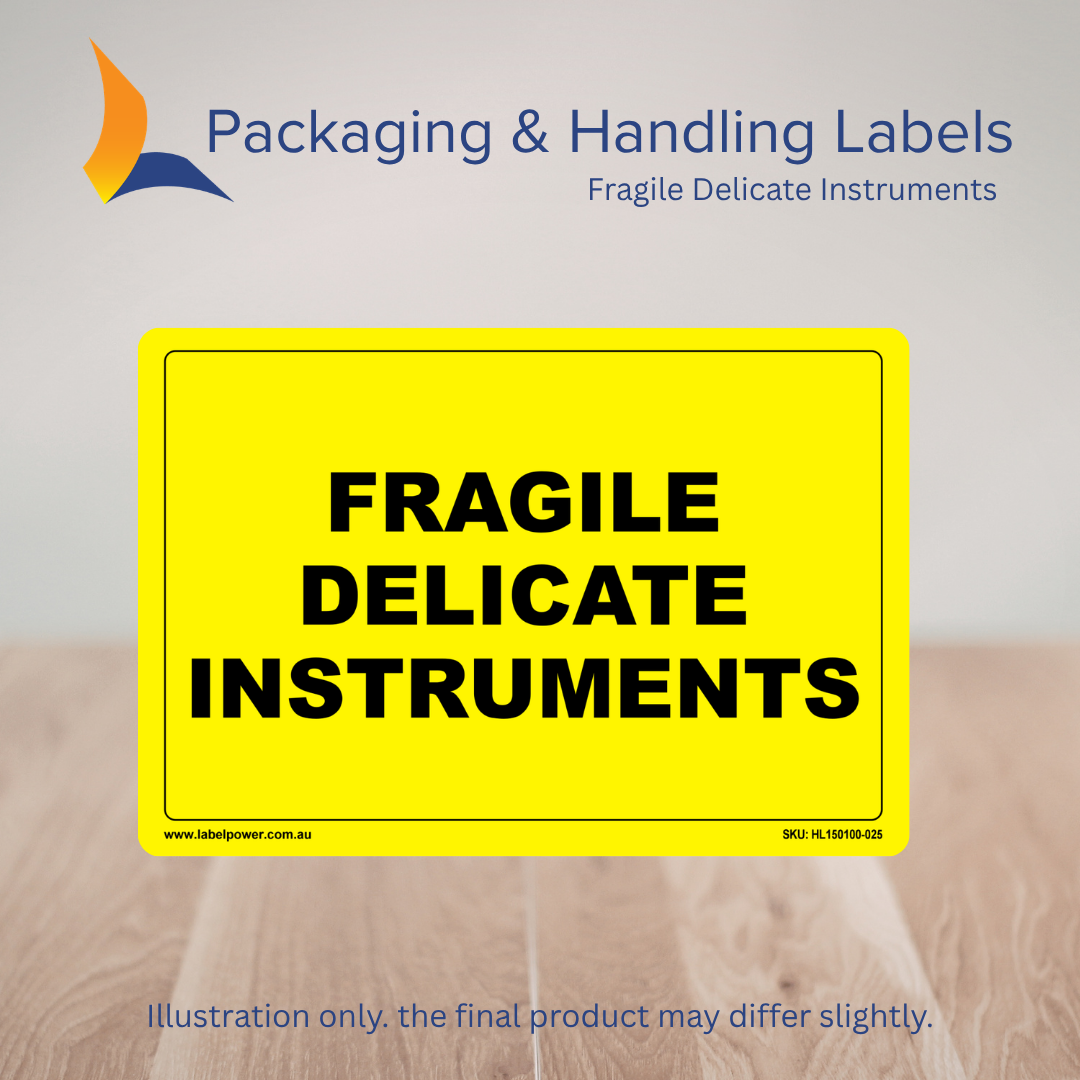 150mm x 100mm Fragile Delicate Instruments Labels – 500 Per Roll (Multiple Colours)