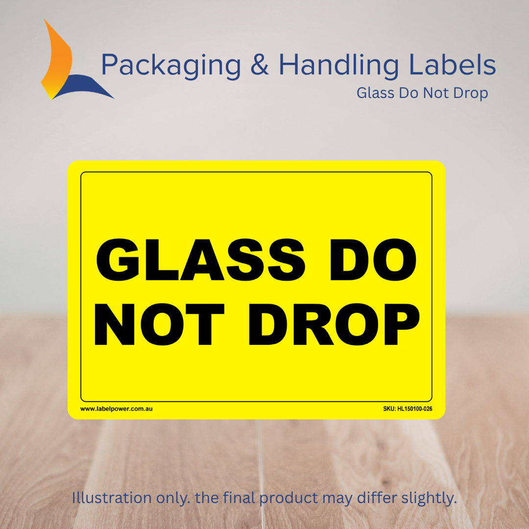 150mm x 100mm Glass Do Not Drop Labels – 500 Per Roll (Multiple Colours)