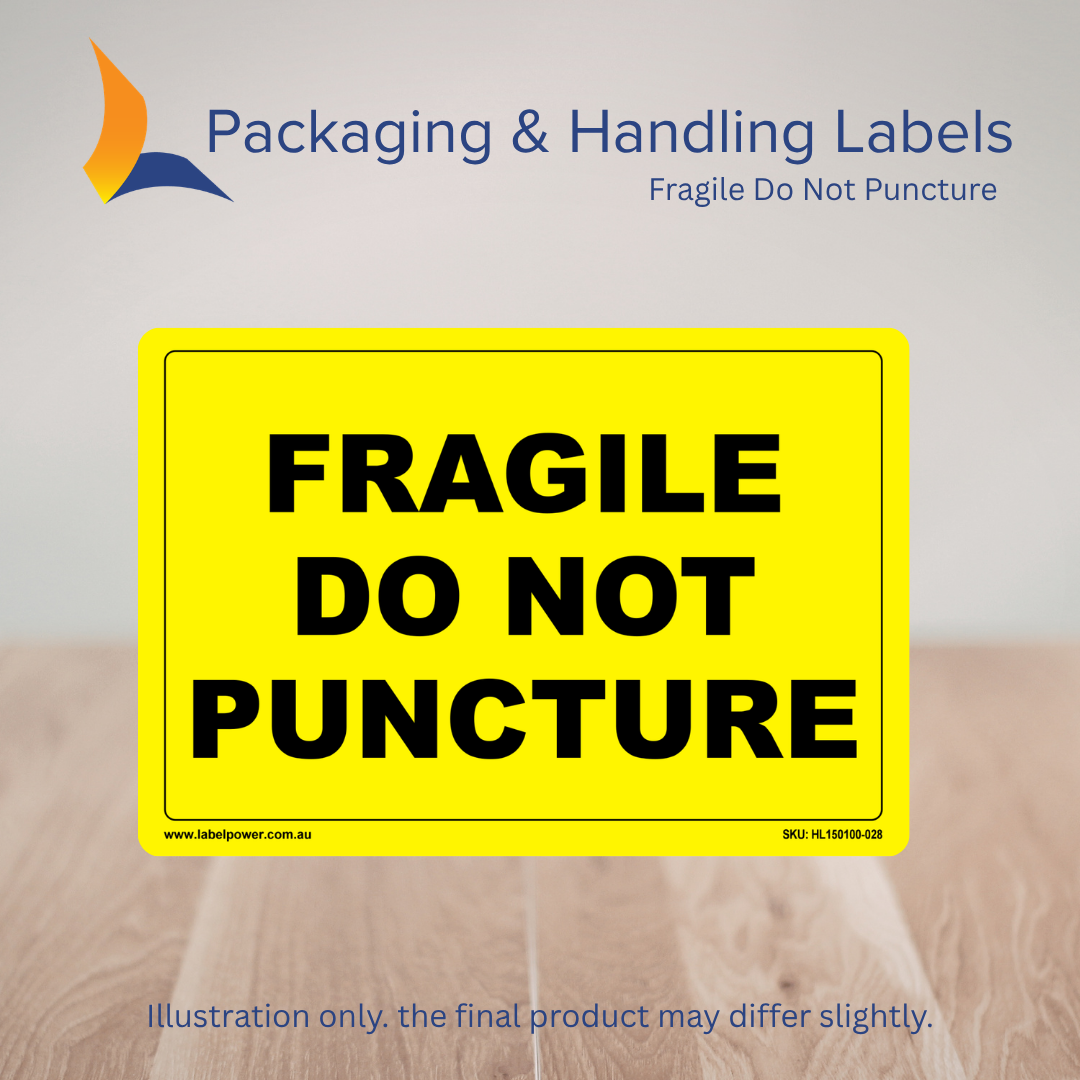 150mm x 100mm Fragile Do Not Puncture Labels – 500 Per Roll (Multiple Colours)