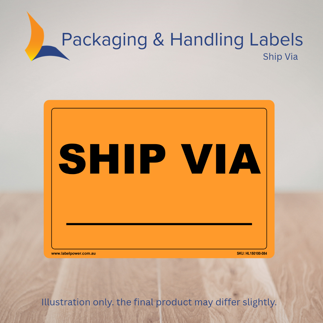 150mm x 100mm Ship Via Labels – 500 Per Roll (Multiple Colours)