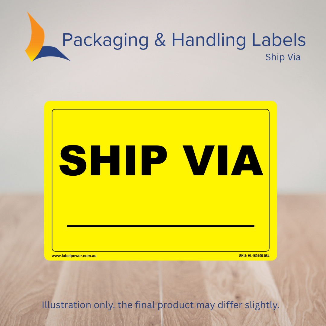 150mm x 100mm Ship Via Labels – 500 Per Roll (Multiple Colours)