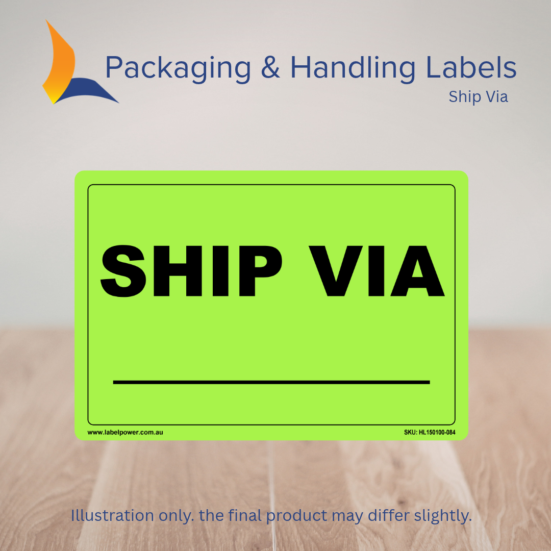 150mm x 100mm Ship Via Labels – 500 Per Roll (Multiple Colours)