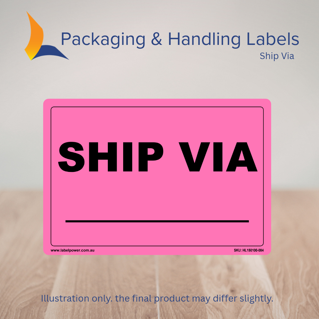 150mm x 100mm Ship Via Labels – 500 Per Roll (Multiple Colours)
