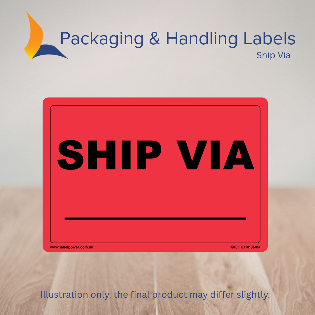 150mm x 100mm Ship Via Labels – 500 Per Roll (Multiple Colours)