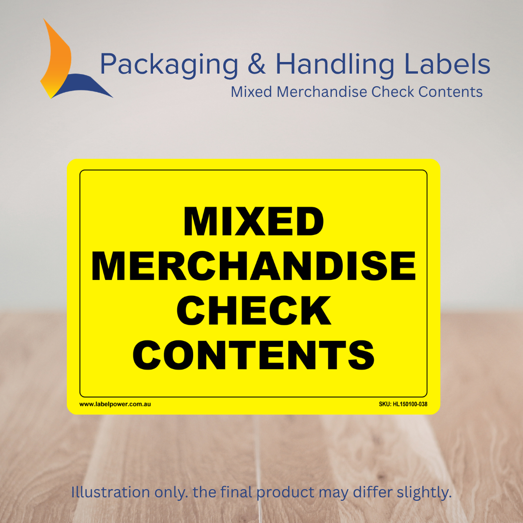 150mm x 100mm Mixed Merchandise Check Contents Labels – 500 Per Roll (Multiple Colours)