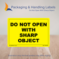 150mm x 100mm Do Not Open With Sharp Object Labels – 500 Per Roll (Multiple Colours)