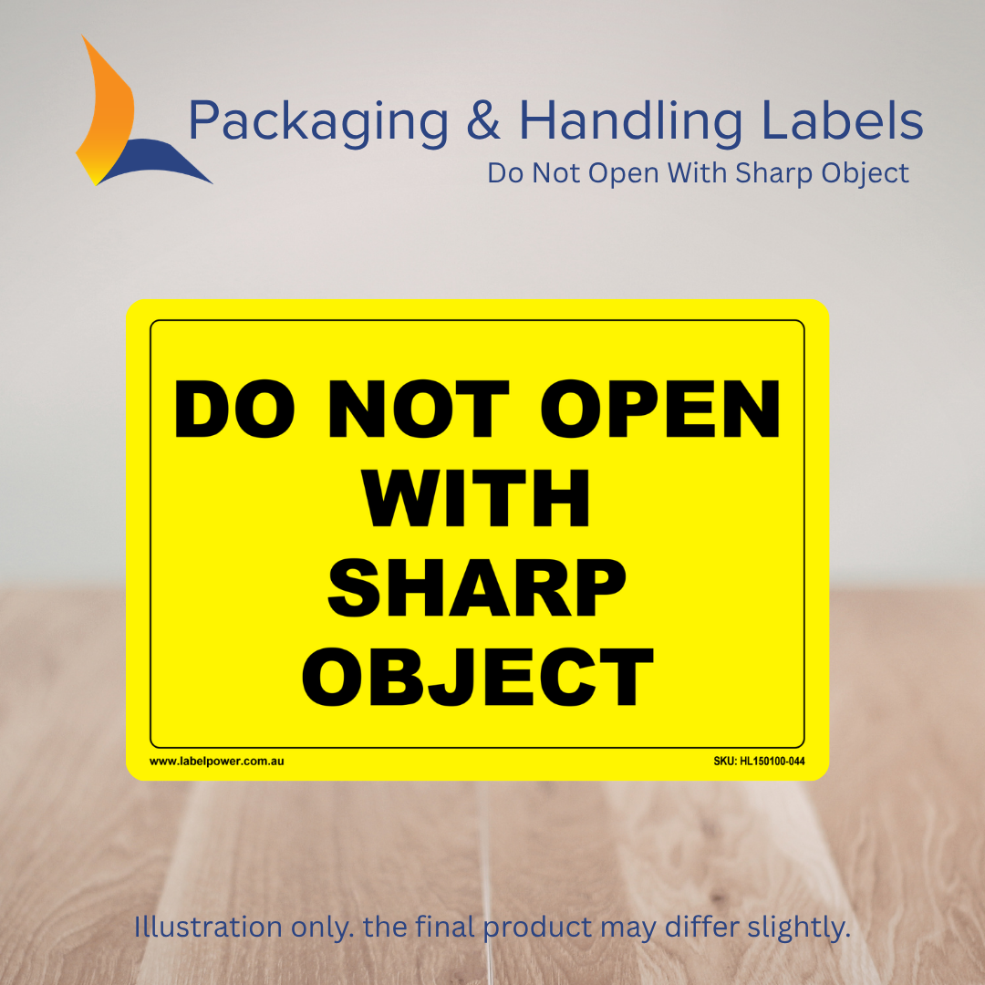 150mm x 100mm Do Not Open With Sharp Object Labels – 500 Per Roll (Multiple Colours)