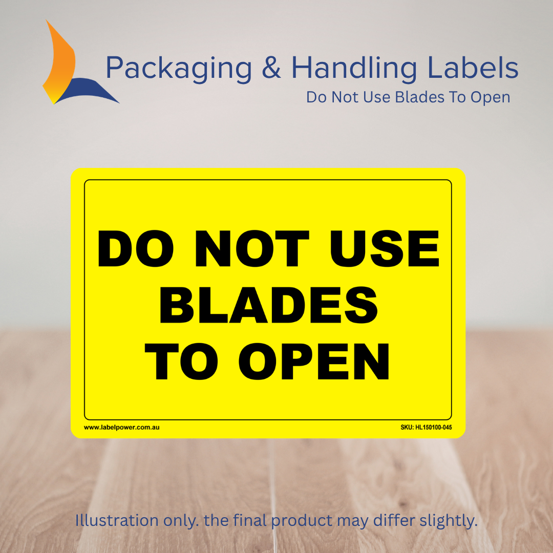150mm x 100mm Do Not Use Blades To Open Labels – 500 Per Roll (Multiple Colours)
