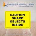150mm x 100mm Caution Sharp Objects Inside Labels – 500 Per Roll (Multiple Colours)